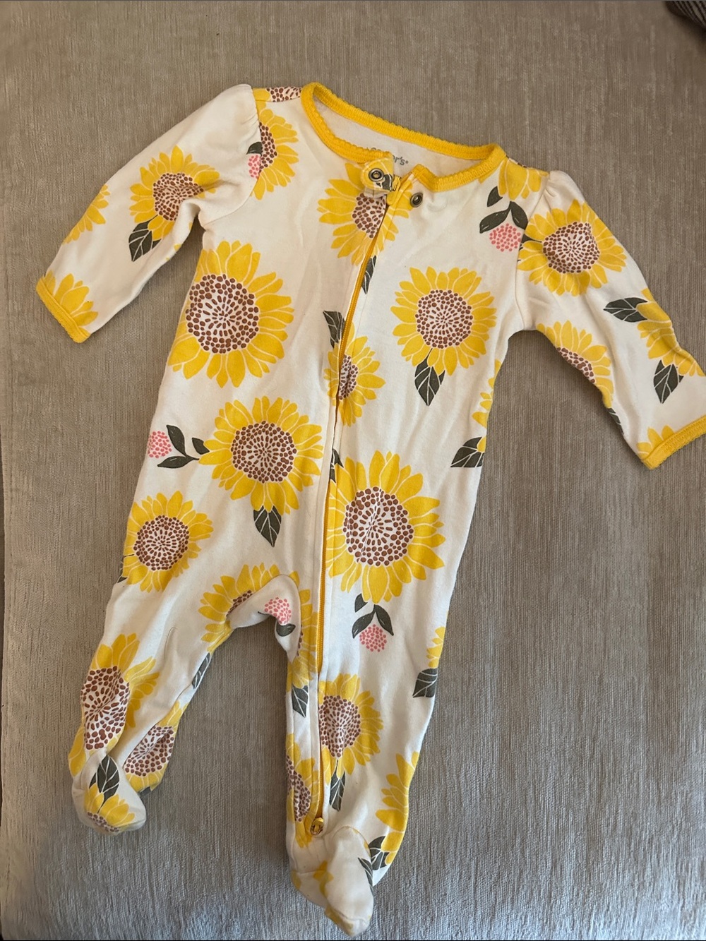 Carter's Yellow Sunflower-Print Footed One-Piece